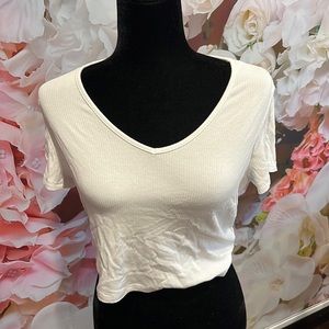 white v neck shein top